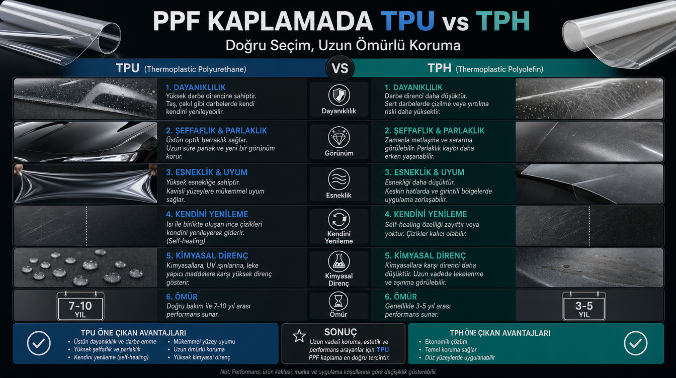 TPU ve TPH Arasındaki Fark Nedir? PPF Kaplama Filmi Rehberi
